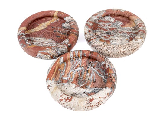 Set Of Three Fratelli Mannelli (Italian, A. 1970s) Carved Travertine Bowls