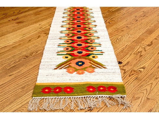 Handmade Flatweave Scandinavian Folk Pattern Runner, 6'-2 1/2