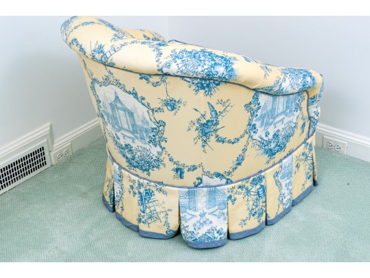 French Country Toile Upholstered Arm Chair