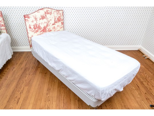 Twin Size Toile Upholstered Bed With EPOC 