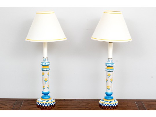 Pair Of Whimsical Lamps In The Style Of Mackenzie Childs