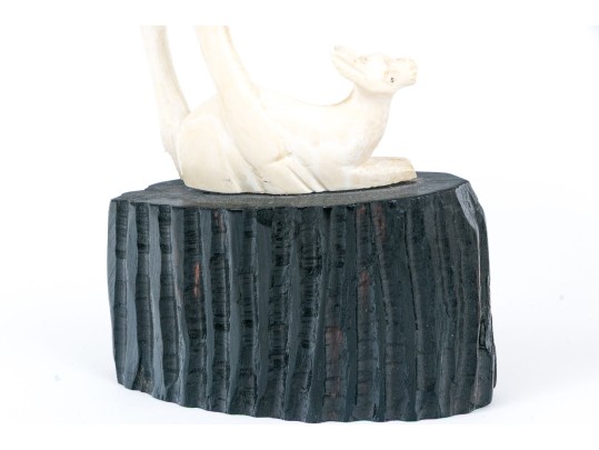 Decorative Pair Of Carved Bone Antelopes