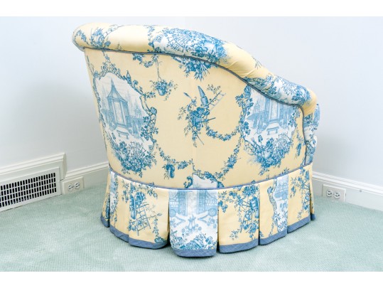 French Country Toile Upholstered Arm Chair