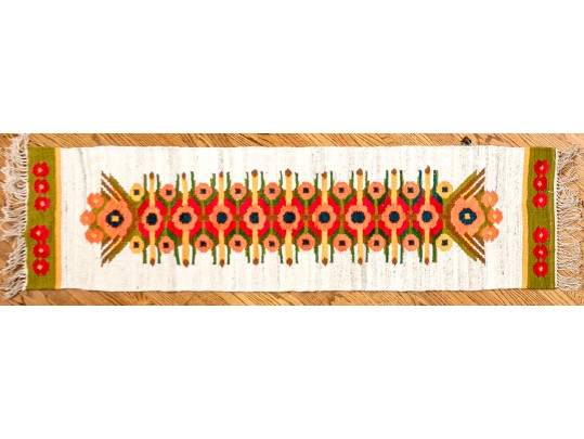 Handmade Flatweave Scandinavian Folk Pattern Runner, 6'-2 1/2