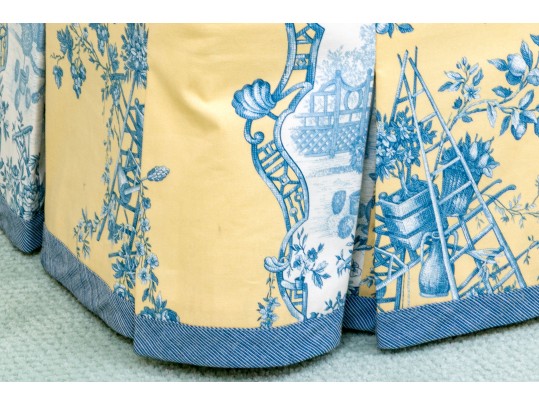 French Country Toile Upholstered Arm Chair