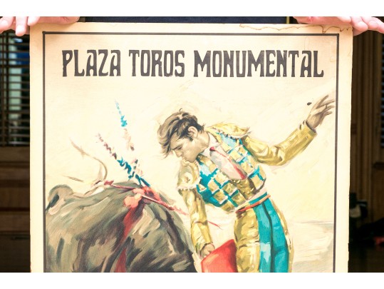 Lithograph On Board Advertising Bullfighting
