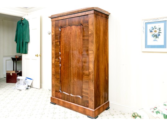 Biedermeier Walnut Veneer Cabinet, Ca. 1830-50