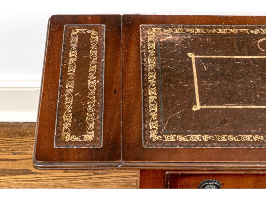 Pair Of Mahogany Lyre Motif Drop Leaf End Tables