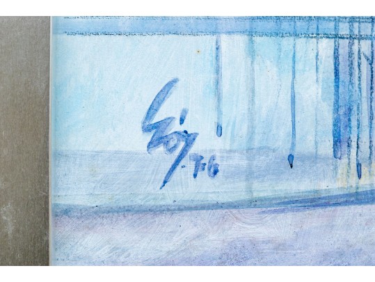 Large Signed Painting On Canvas, Industrial Complex, 1976