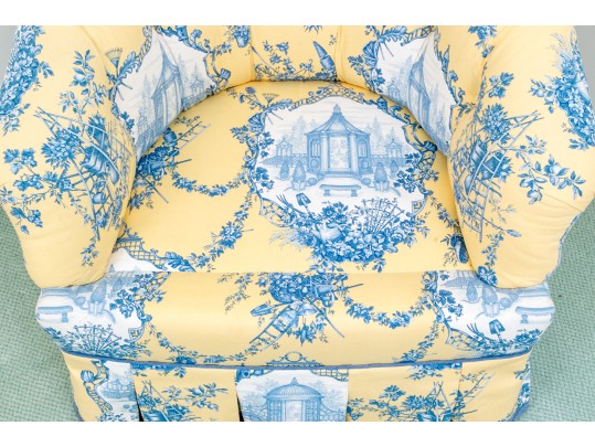 French Country Toile Upholstered Arm Chair