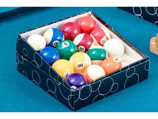 Brunswick Pool Table With Cues, Triangle, And Balls
