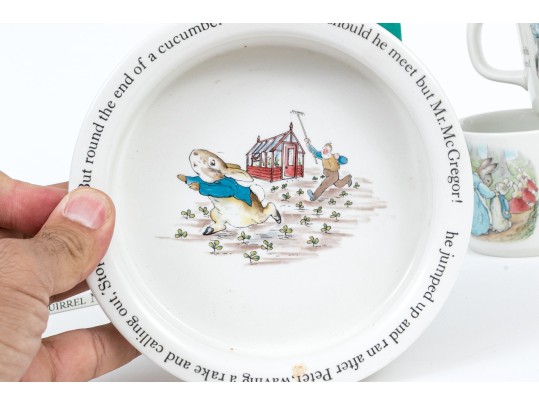 Wedgwood Bowl And Three Mugs With Seven Beatrix Potter Books