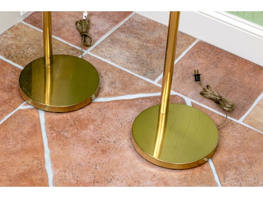 Two Brass Adjustable Floor Lamps