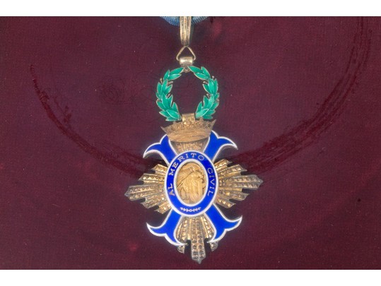Al Merito Civil Medal On Sash Custom Framed