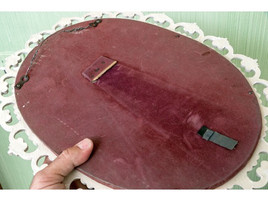 Syroco Painted And Carved Oval Mirror