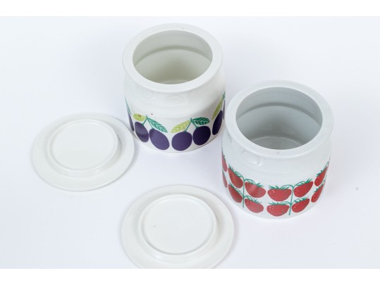 Pair Of Finnish Arabia Ceramic Lidded Jars