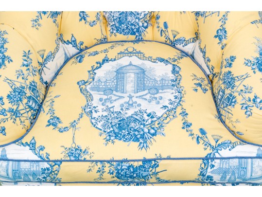 French Country Toile Upholstered Arm Chair