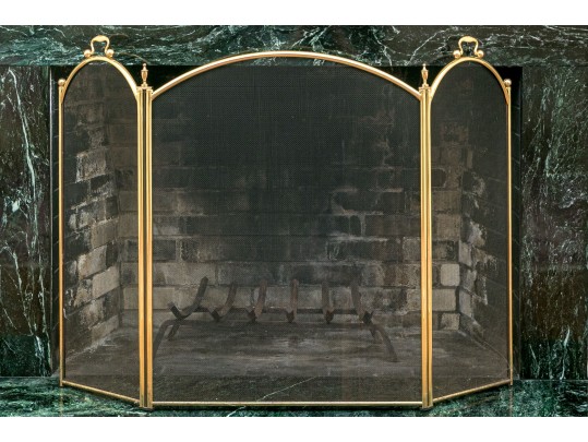 Quality Brass Fireplace Screen  (1 Of 2)