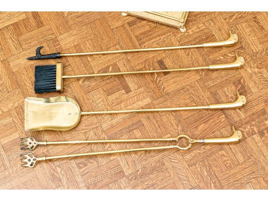 Set Of Brass Duck Head Fireplace Tools (set #1)