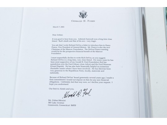 Letters And Photograph Signed By Presidents Gerald R. Ford, George W. Bush, Ronald Reagan