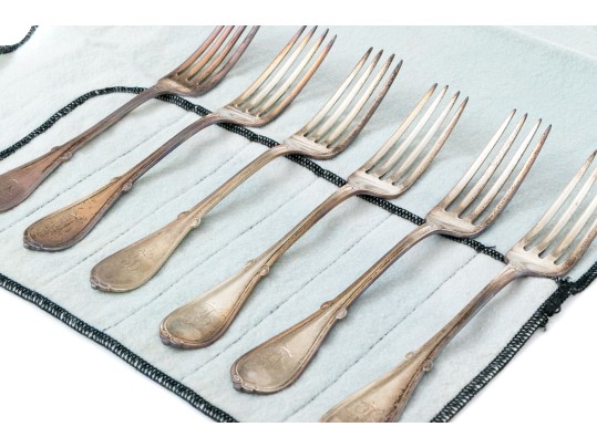 Set Of Six Antique Sterling Silver Forks, 8.05 Ozt.