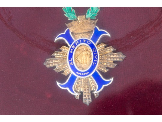 Al Merito Civil Medal On Sash Custom Framed