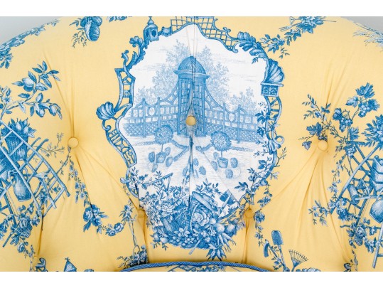 French Country Toile Upholstered Arm Chair