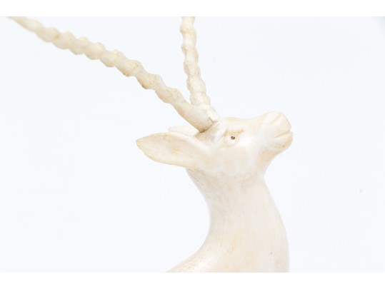 Decorative Pair Of Carved Bone Antelopes