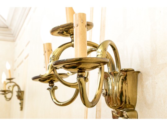Pair Of Brass Wall Sconces