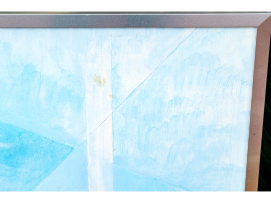 Large Signed Painting On Canvas, Industrial Complex, 1976