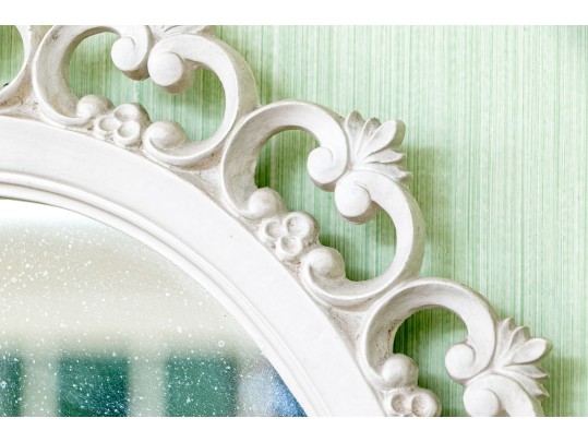 Syroco Painted And Carved Oval Mirror