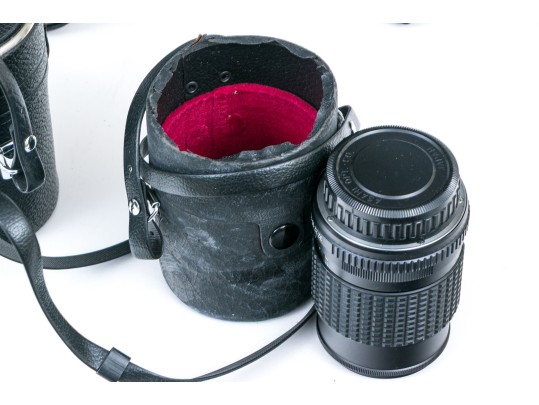 Pentax MX And Fujica ST605 Cameras, Two Lenses, And Binoculars