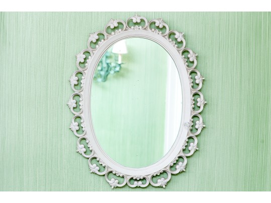 Syroco Painted And Carved Oval Mirror