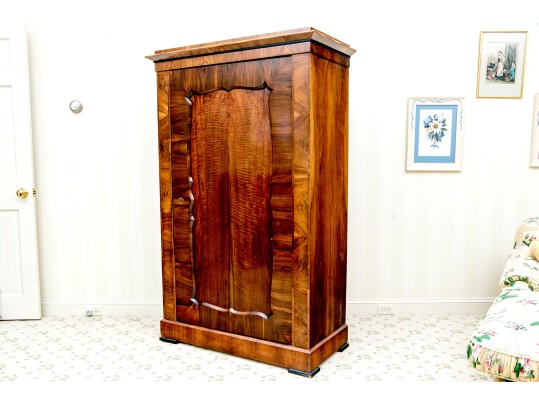 Biedermeier Walnut Veneer Cabinet, Ca. 1830-50