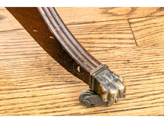 Pair Of Mahogany Lyre Motif Drop Leaf End Tables