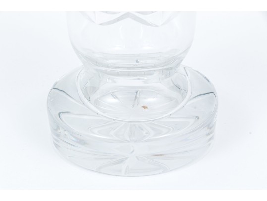 Cut Crystal Footed Vase With Amber Tinted Decoration