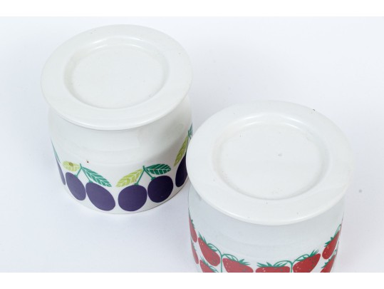 Pair Of Finnish Arabia Ceramic Lidded Jars