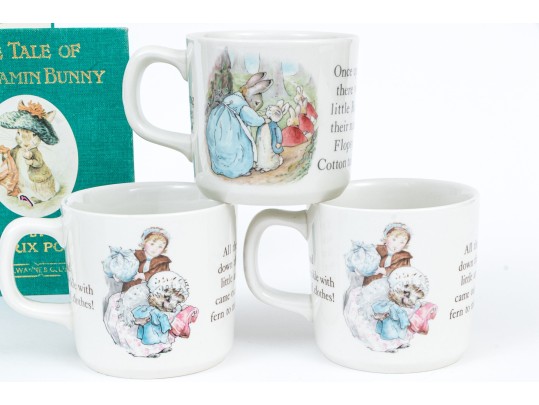 Wedgwood Bowl And Three Mugs With Seven Beatrix Potter Books