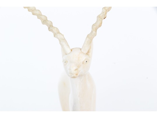 Decorative Pair Of Carved Bone Antelopes