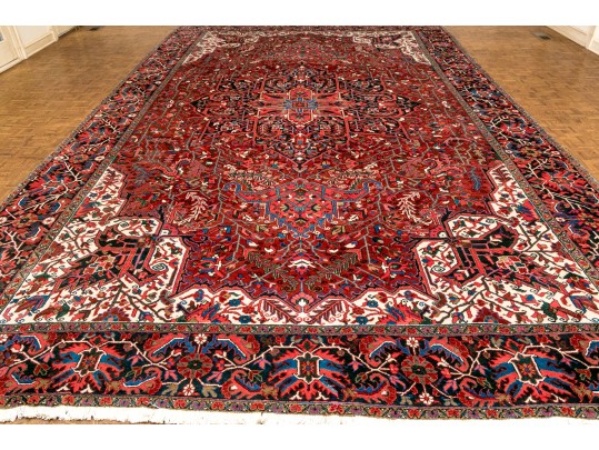Beautiful Vintage Persian Heriz Room Size Rug, 19’ X 11’6”