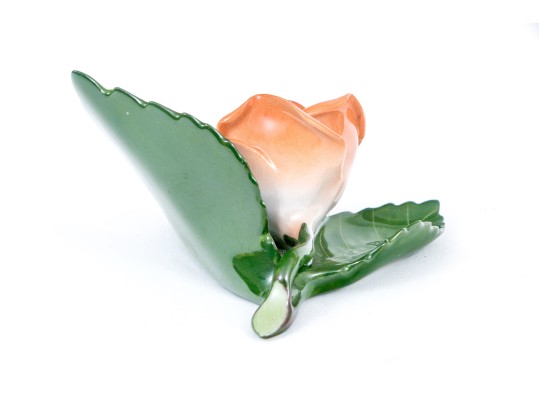 Hungarian Herend Hand-Painted Porcelain Dish And Flower Place Card Holder