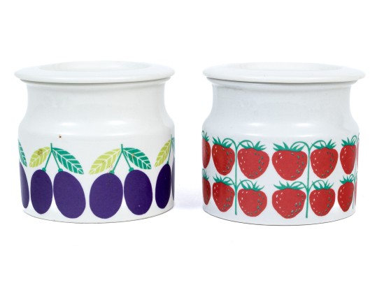 Pair Of Finnish Arabia Ceramic Lidded Jars