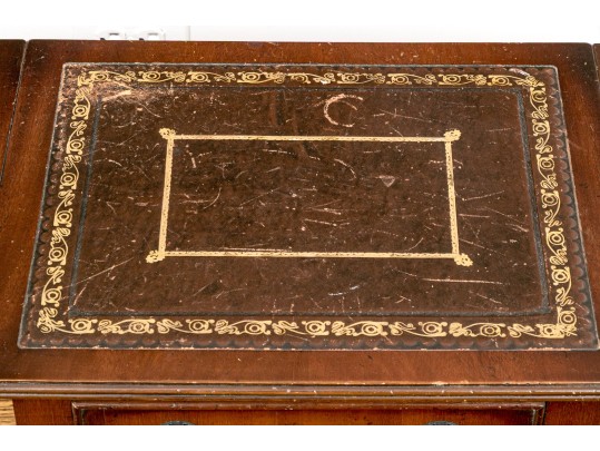 Pair Of Mahogany Lyre Motif Drop Leaf End Tables