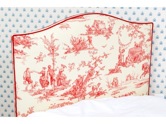 Twin Size Toile Upholstered Bed With EPOC 