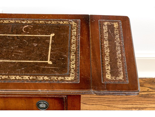 Pair Of Mahogany Lyre Motif Drop Leaf End Tables