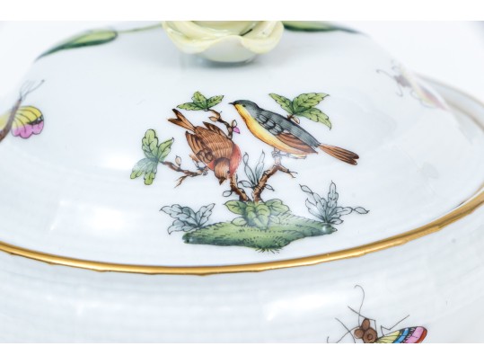 Hungarian Herend Rothschild Porcelain Lidded Bowl