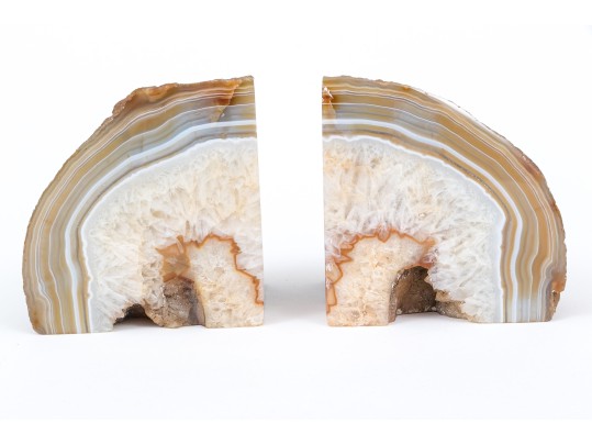 Pair Of Agate Specimen Bookends