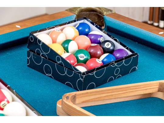Brunswick Pool Table With Cues, Triangle, And Balls