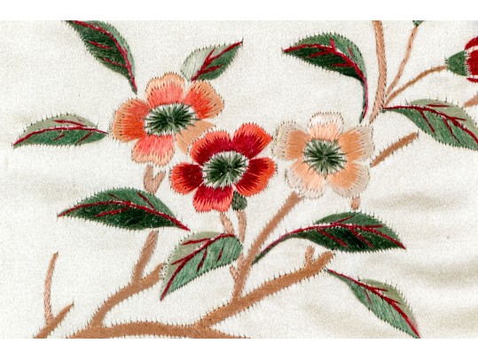 Chinese Silk Embroidery, Bird On Flowering Branches