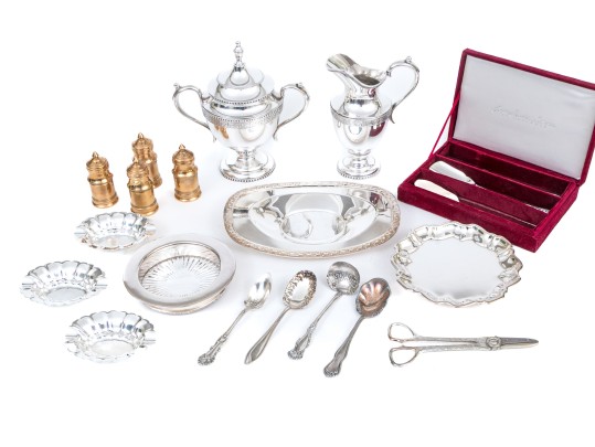 Twenty Pieces Silver Plate And Brass